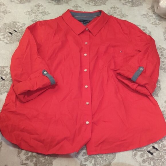 XL Tommy Hilfiger l Women's Short Cuffed Shirt - Picture 1 of 4